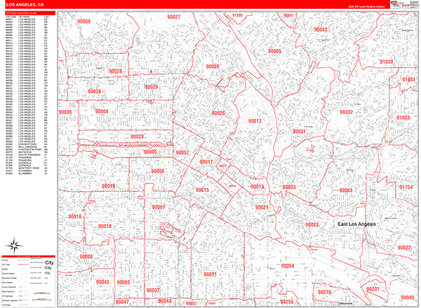 Los Angeles Map Red Line Style